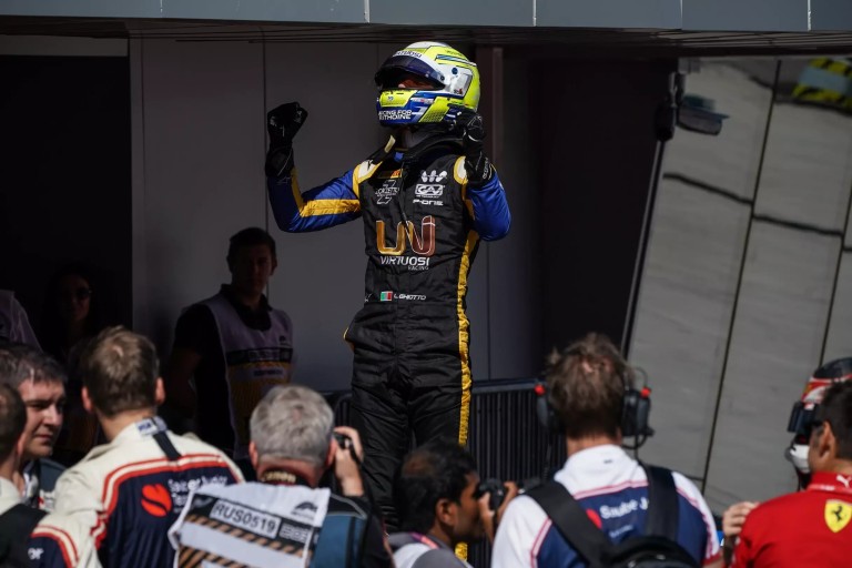 Italian driver Luca Ghiotto delivered a stunning weekend in Sochi to take a victory photo